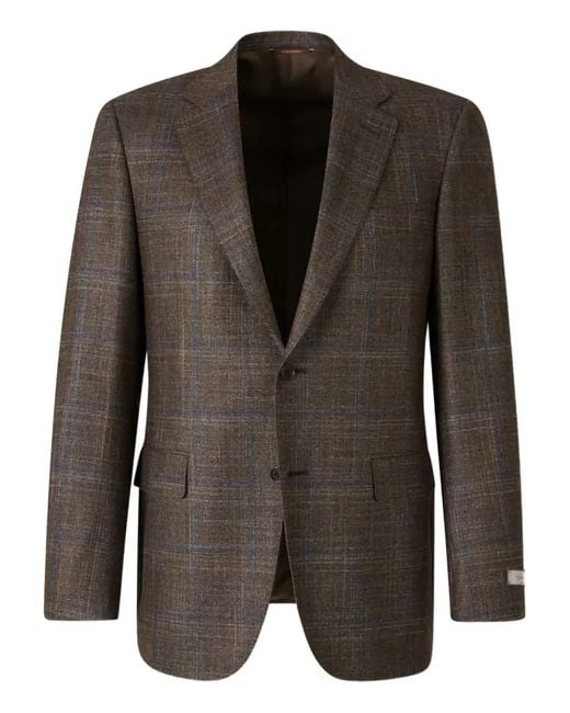 Canali Black Single-Breasted Checked Blazer for men