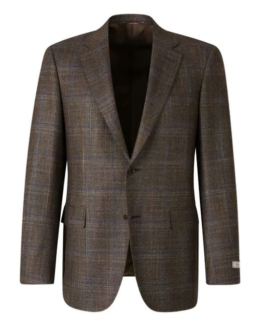 メンズ Canali チェック シングルジャケット Black