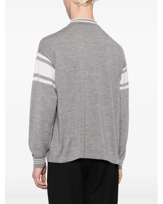 Bode Gray Logo-Embroidered Striped Polo Shirt for men