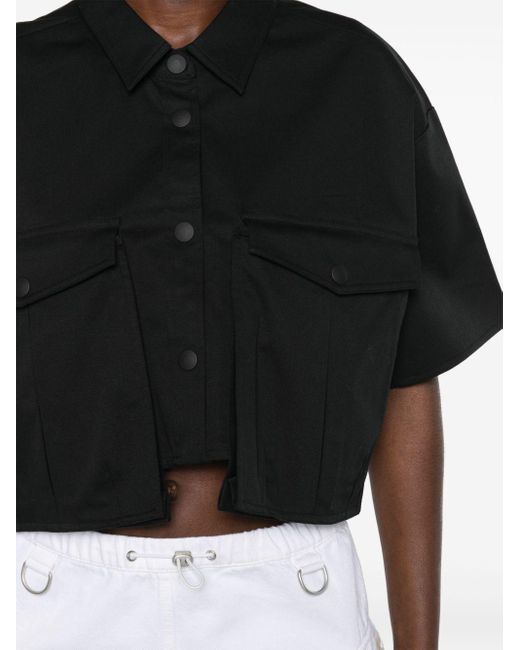 Cargo-pockets cropped shirt di Amen in Black