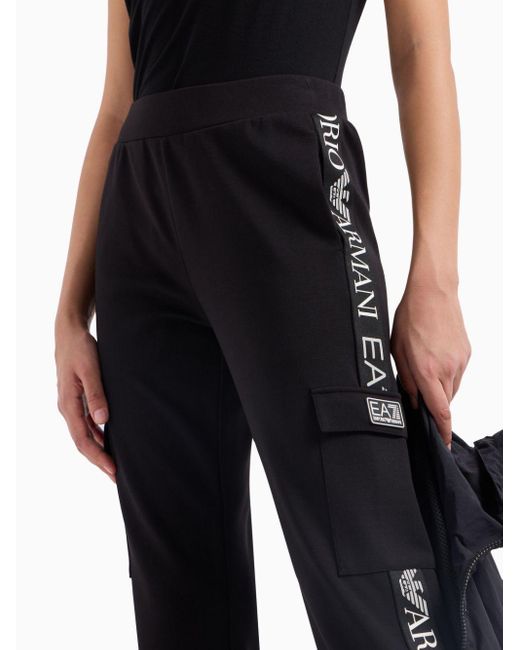 Pantalon de jogging à logo en jacquard EA7 en coloris Black