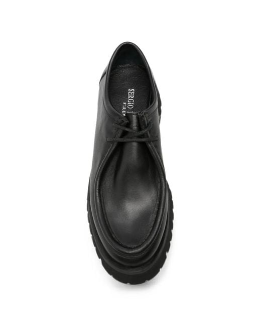 SERGIO MORETTI FIRENZE Black Lace-Up Lug-Sole Loafers