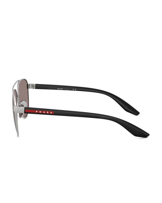 Prada Linea Rossa Gray Pilot-Frame Sunglasses for men