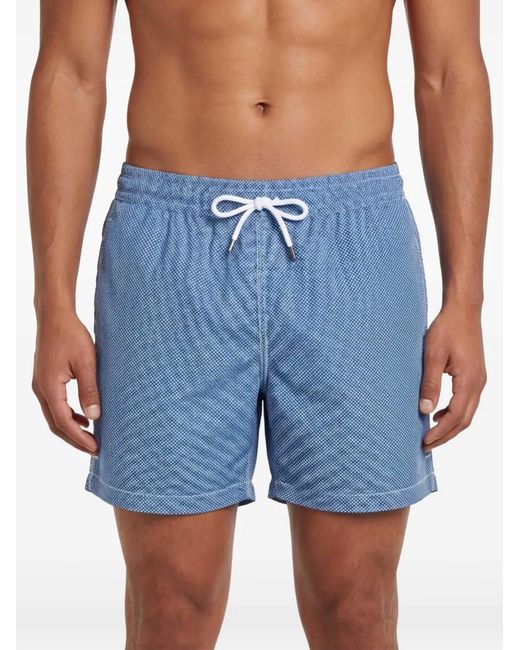 Fedeli Blue Drawstring Pattern Swim Shorts for men