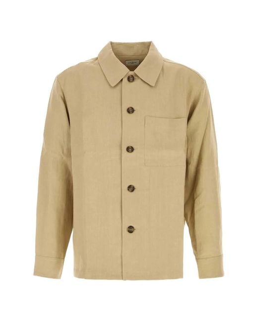 LeKasha Natural Button Linen Overshirt for men