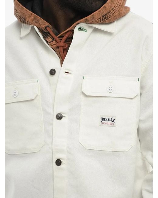 DIESEL White Double-Pocket Overshirt for men