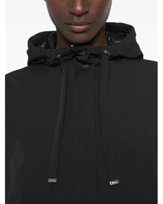 Herno Black Hooded Three-Quarter Sleeve Jacket