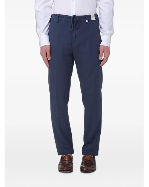 Myths Blue Drawstring-Waist Slim-Cut Trousers for men