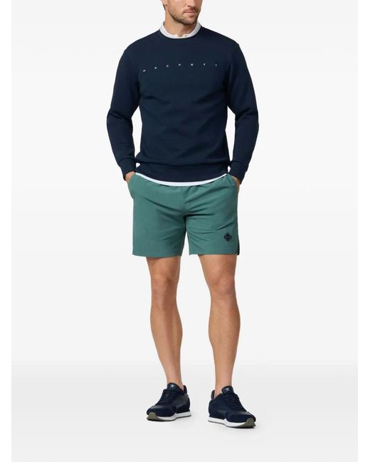 Hackett Blue Logo-Print Crew-Neck Sweater for men