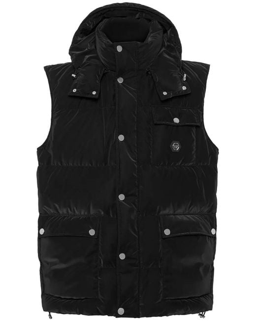 Chaleco Acolchado Con Capucha Philipp Plein de hombre de color Black