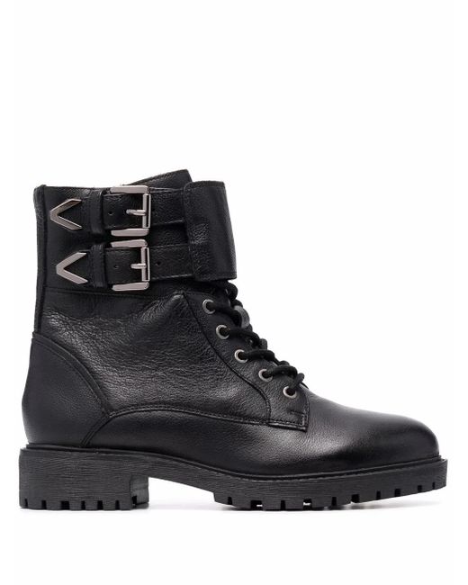 Geox Black Lace-Up Leather Boots