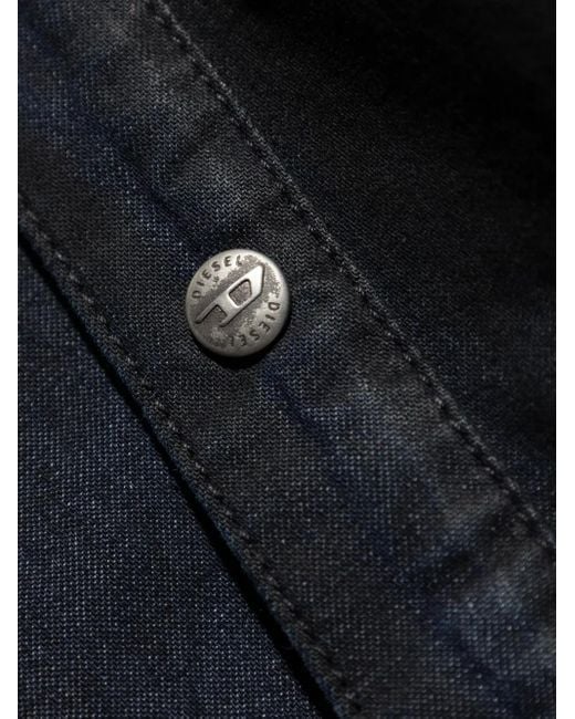 メンズ DIESEL ロゴボタン デニムシャツ Blue