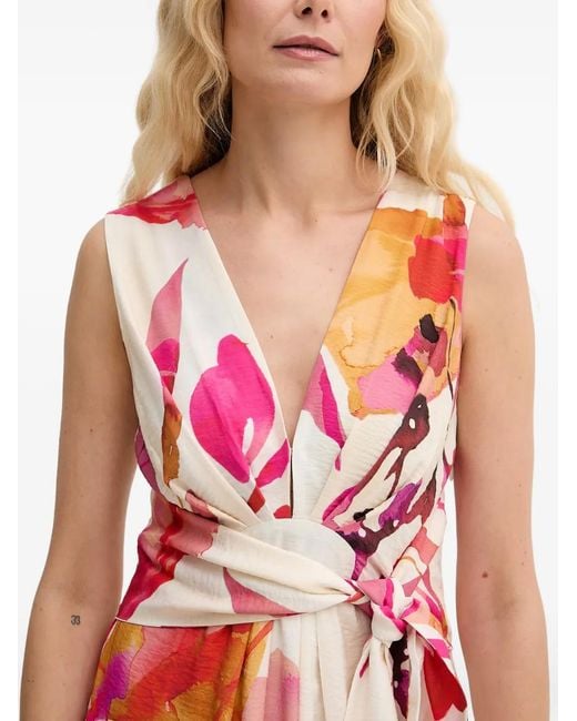 Lola Casademunt White Floral-Print Maxi Tie-Waist Dress