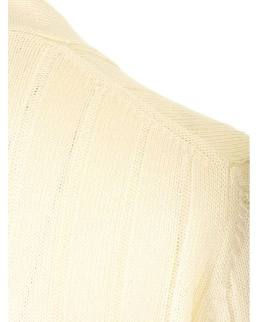 Al Duca D'aosta White Ribbed-Knit V-Neck Cardigan for men