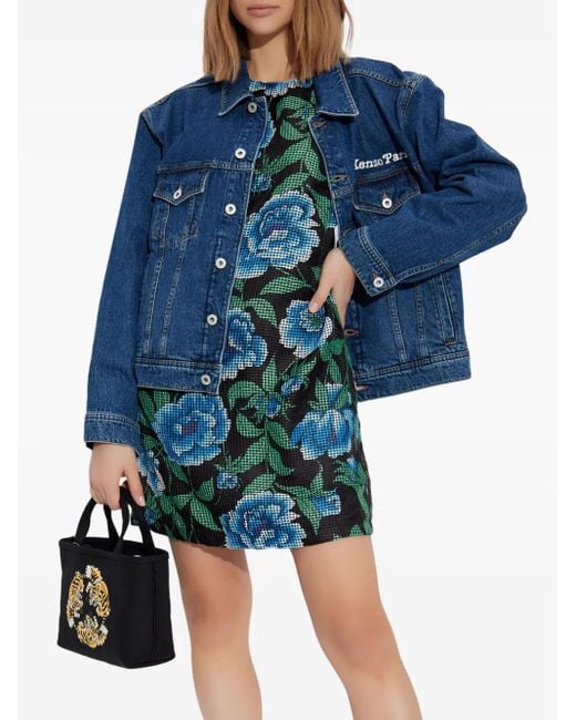 KENZO Blue Peonies Mini Dress
