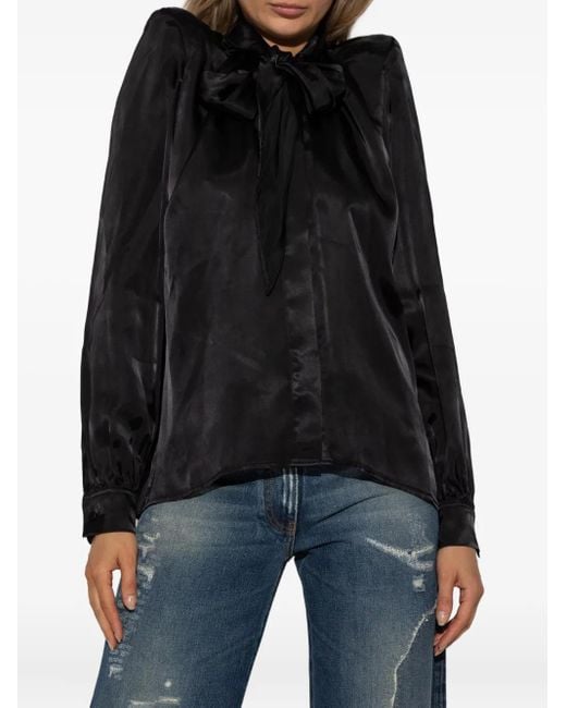 Vetements Black Shoulder-Pads Bow Shirt