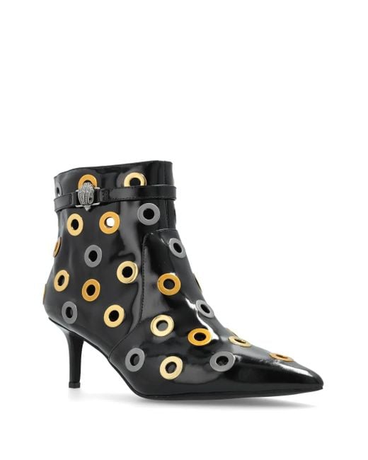 Kurt Geiger Black 65Mm Kensington Eyelet-Embellished Pointed-Toe Ankle Boots