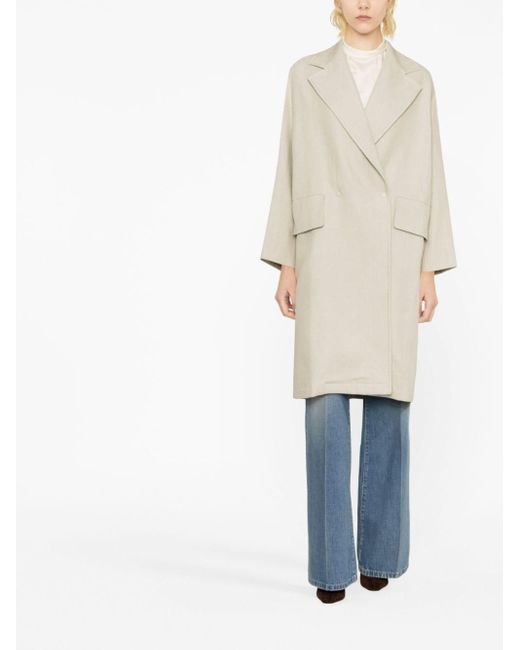Max Mara White Double-breasted Duster Coat