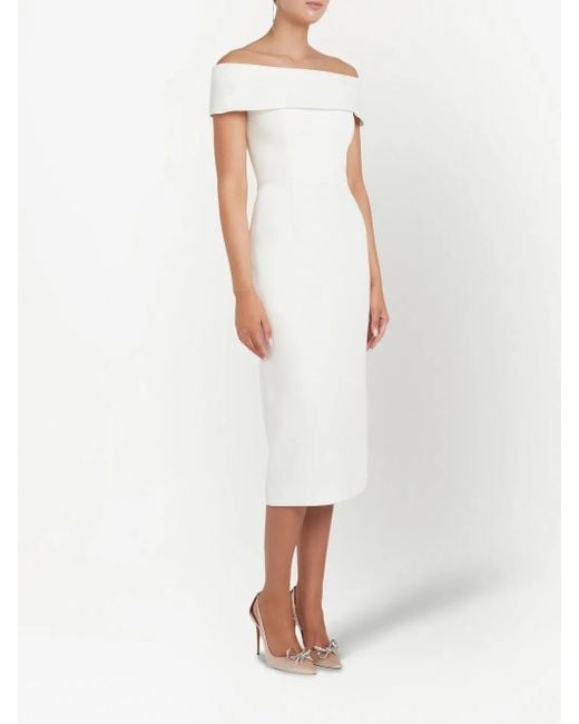 Rebecca Vallance White Amore Off-Shoulder Midi Dress