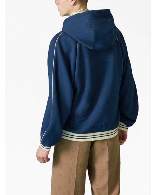Hoodie zippé à patch logo Gucci pour homme en coloris Blue