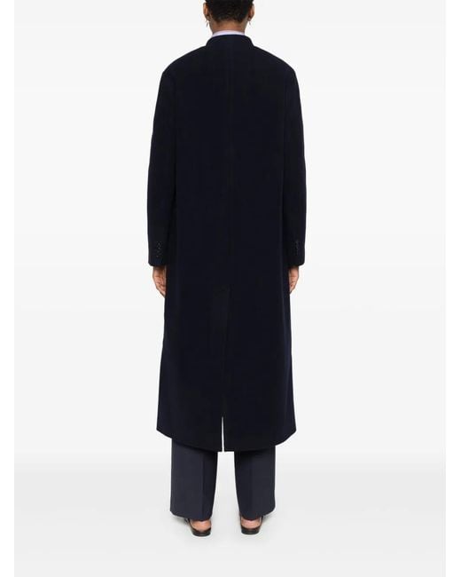 Aspesi Blue Virgin Wool-Cashmere Single-Breasted Coat