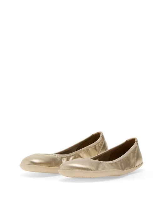 Groundies Natural Metallic-Effect Elasticated Ballet Flats