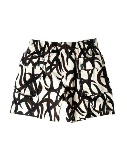 Brain Dead Black Shorts mit abstraktem Print