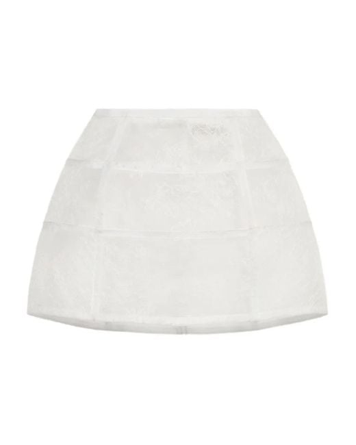 Blumarine White Lace-Panelled Mini Skirt
