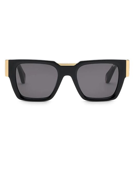 Philipp Plein Gray Logo-Plaque Square-Frame Sunglasses