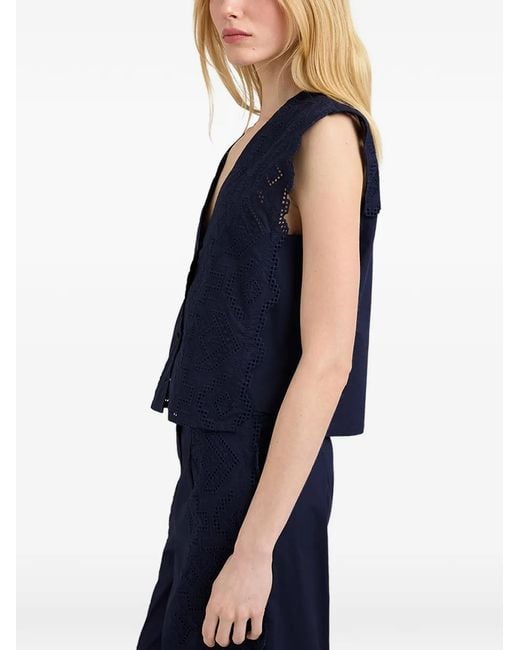 Momoní Blue Cielo Broderie Anglaise Gilet