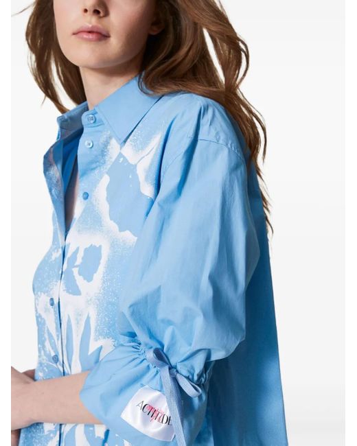 Twinset Blue Spray-Paint Effect Shirt