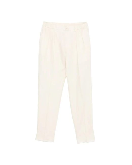 Tagliatore White Pleated Elasticated-Waistband Trousers for men