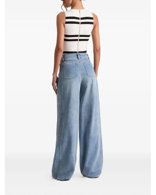 Alice + Olivia White Ärmelloser Rothy Body Mit Streifenmuster