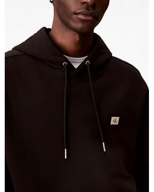 Calvin Klein Black Logo-Patch Hoodie for men