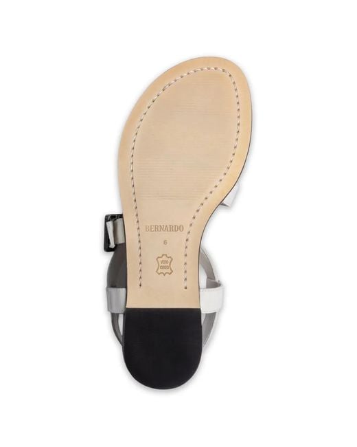 Bernardo White Hartshorn Toe-Ring Buckle Flat Sandals