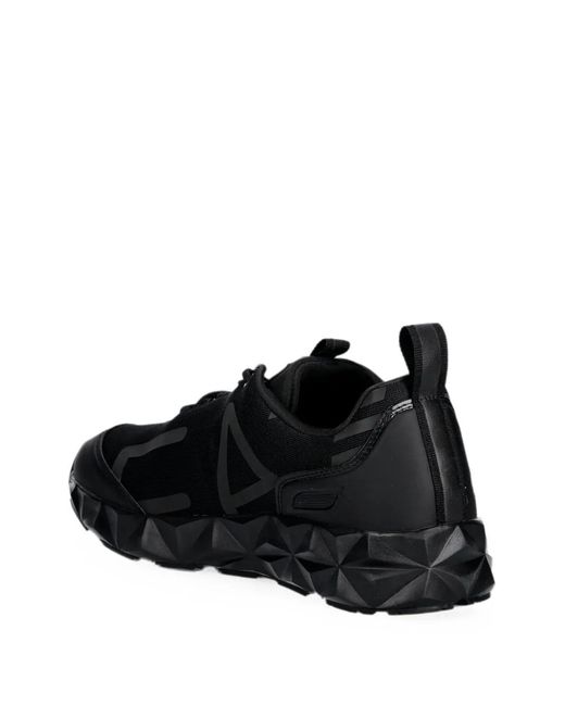 EA7 Black Logo-Print Faceted-Sole Sneakers