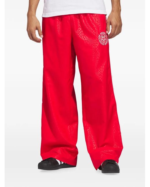 Adidas Red Logo-Patch Track Pants