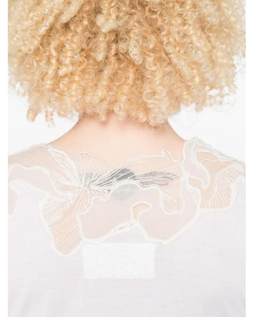Ermanno Scervino White Lace-Insert Long-Sleeve Top