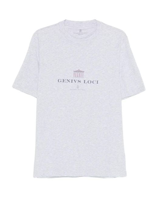 メンズ Brunello Cucinelli グラフィック Tシャツ White