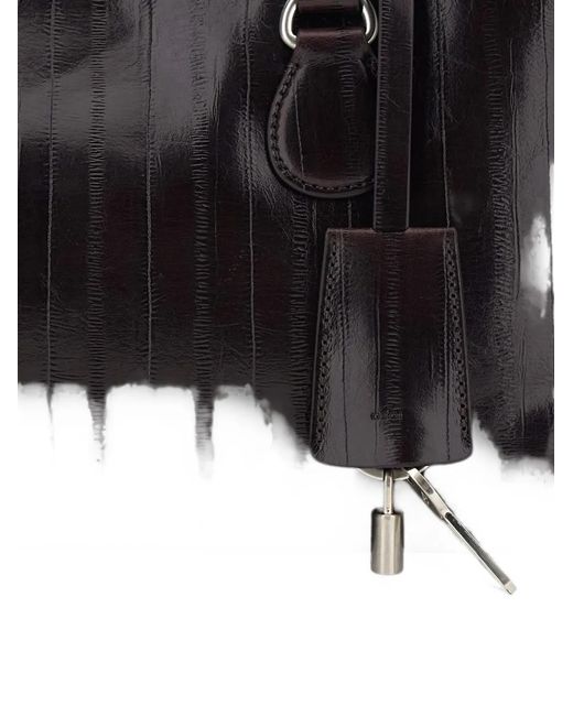 OSOI Black Shell Brot Lizard-Effect Leather Shoulder Bag