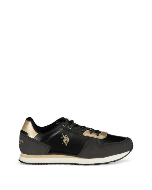 U.S. POLO ASSN. Black Logo-Print Lace-Up Sneakers