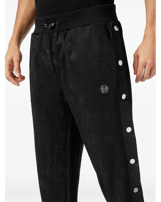 Philipp Plein Black Monogram Track Pants for men