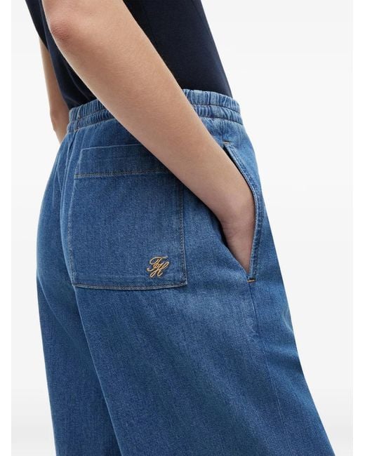 Tommy Hilfiger Blue Drawstring Wide-Leg Jeans