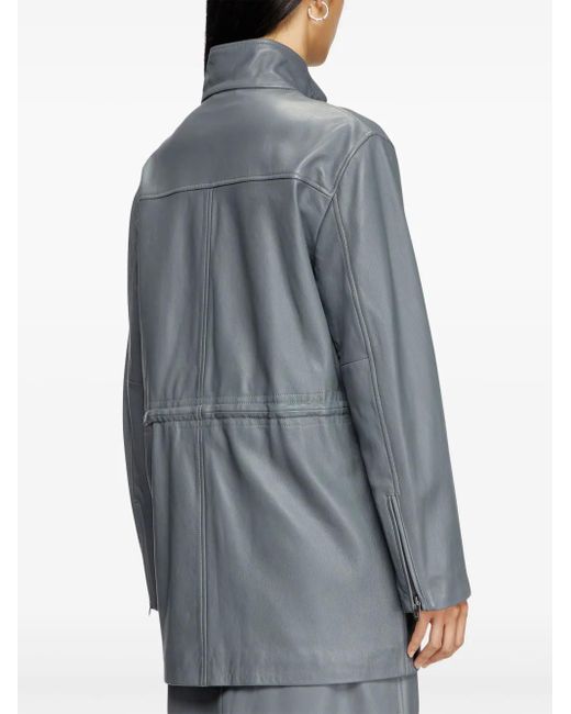 DIESEL Blue Leather Field Jacket