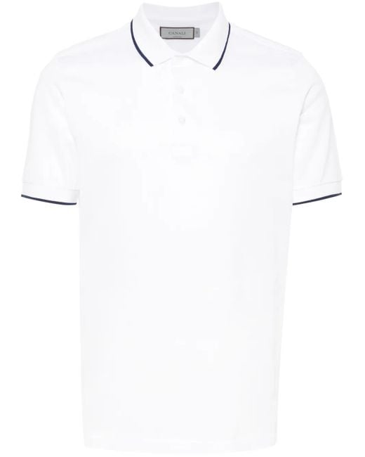 Canali Poloshirt Met Contrasterende Afwerking in het White voor heren