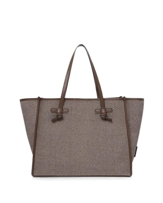 Gianni Chiarini Brown Marcella Herringbone-Weave Tote Bag