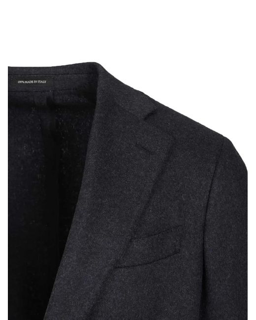 Al Duca D'aosta Black Single-Breasted Cashmere Blazer for men