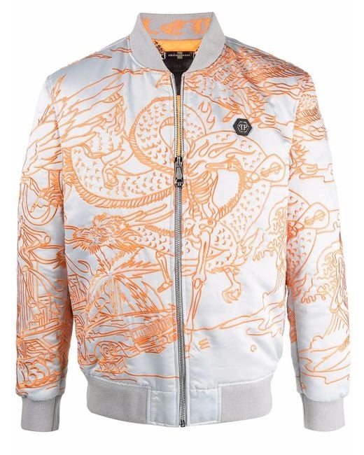 Philipp Plein Multicolor Tattoo-Motif Embroidered Bomber Jacket for men