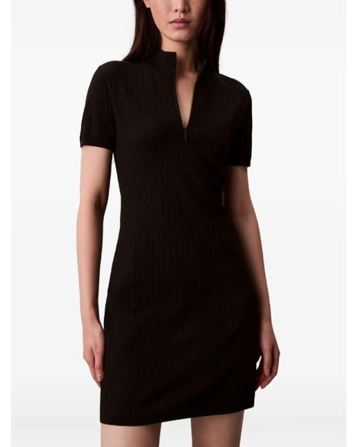 Calvin Klein Black Zip-Neck Dress
