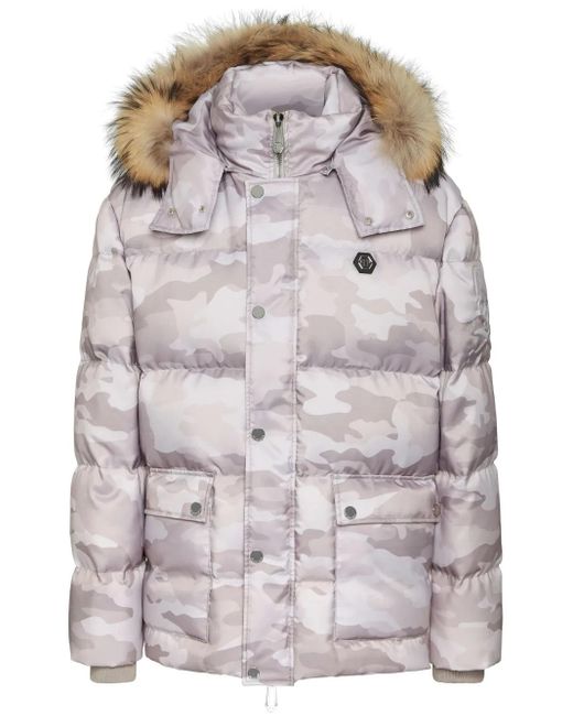 Philipp Plein Wattierter Parka mit Camouflage-Print in Gray für Herren
